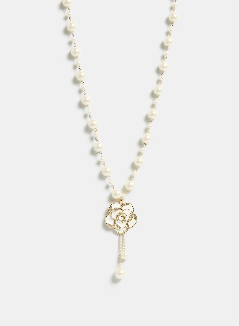 Floral & Pearl Pendant Necklace