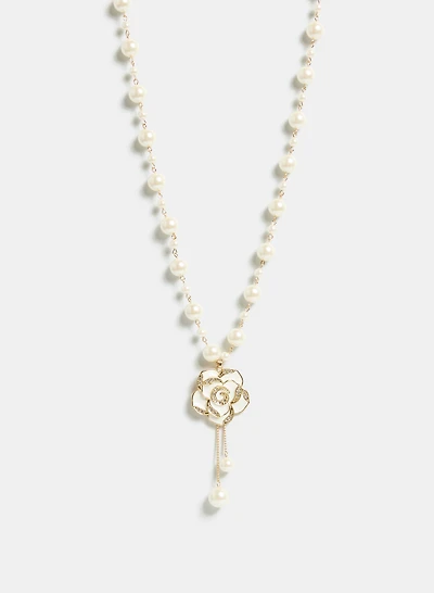 Floral & Pearl Pendant Necklace