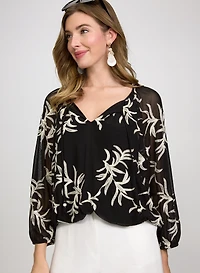 Leaf Embroidered Top