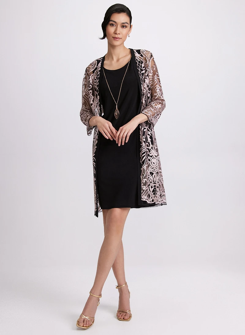 Lace Embroidered Jacket & Dress Set