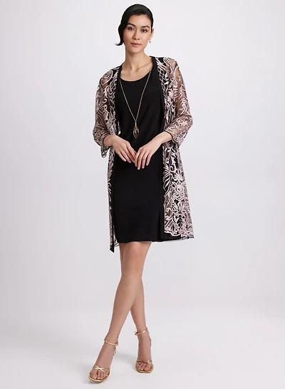 Lace Embroidered Jacket & Dress Set