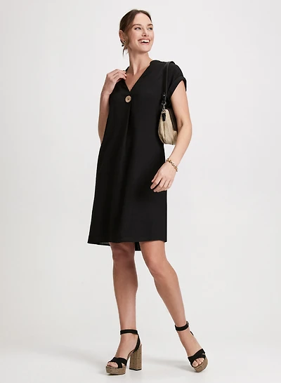 Robe courte en crêpe à encolure V