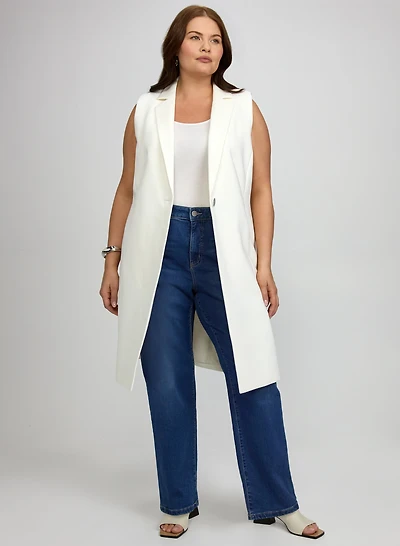 Single-Button Vest & Straight-Leg Jeans