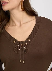 Lace-Up Knit Pullover