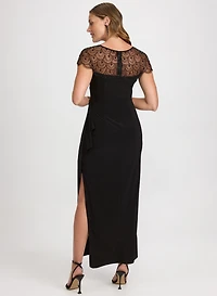 Beaded Mesh Yoke Dress