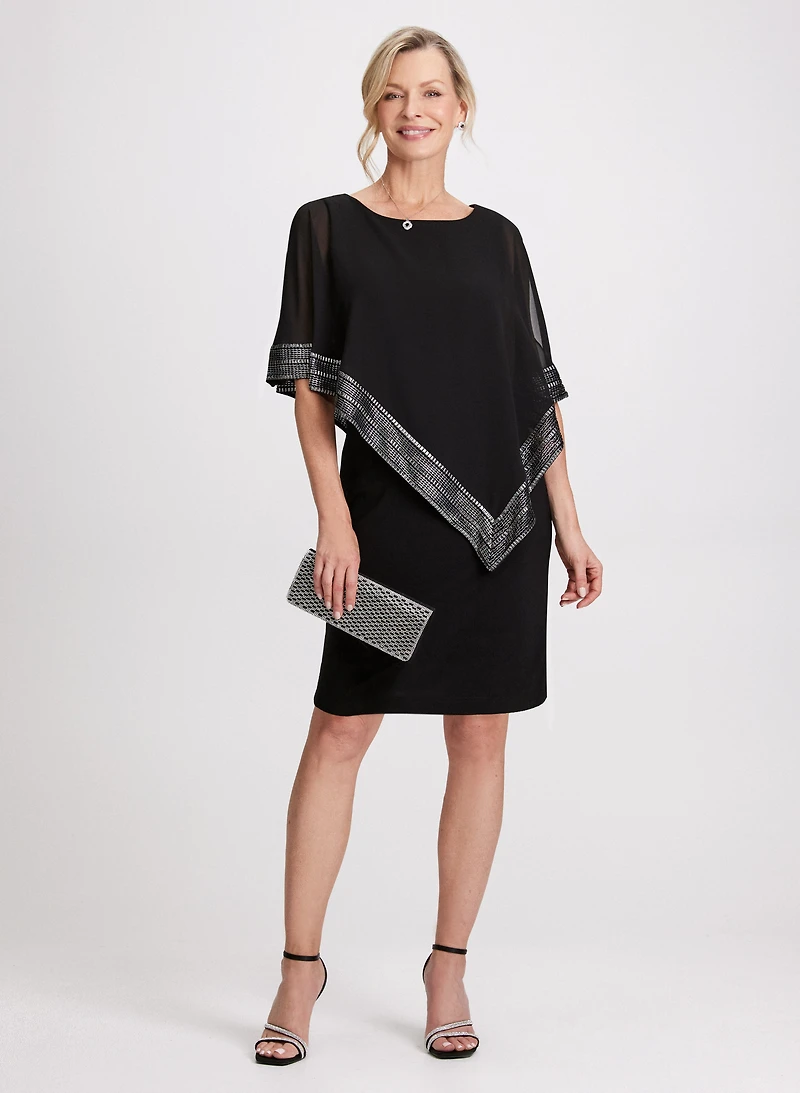 Robe courte asymétrique à effet cape