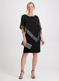 Robe courte asymétrique à effet cape