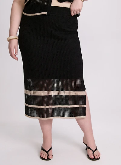 Joseph Ribkoff - Striped Open Knit Skirt