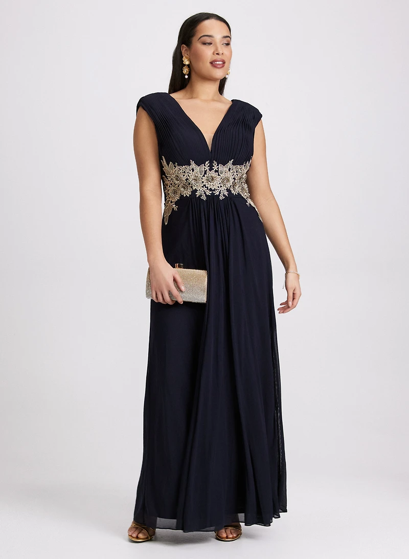 Robe maxi à appliqué de broderies