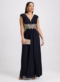Robe maxi à appliqué de broderies