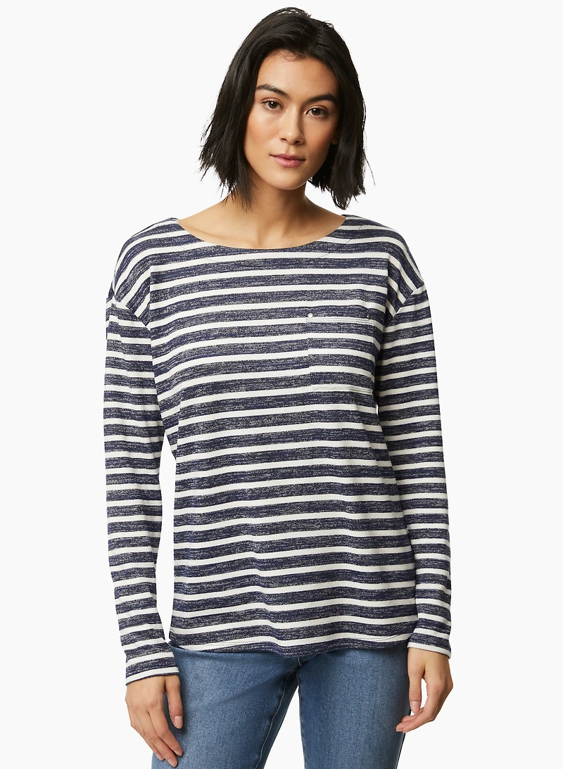 T-shirt rayé à effet délavé