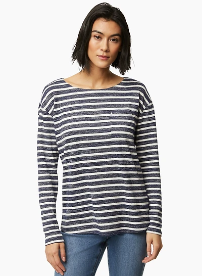 T-shirt rayé à effet délavé