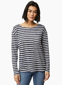 T-shirt rayé à effet délavé