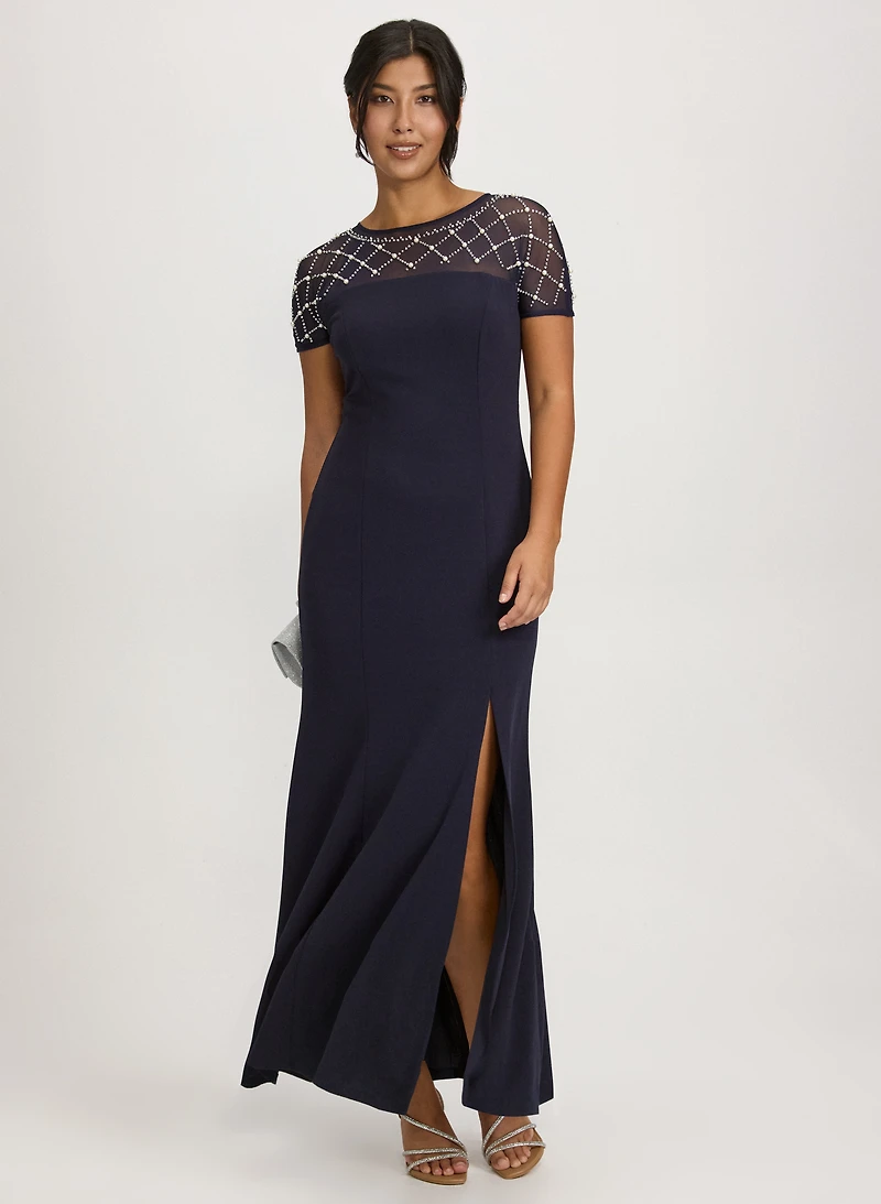 Rhinestone & Pearl Detail Dress