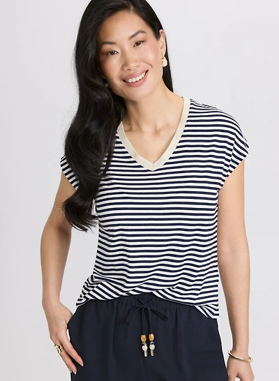 Striped Cap Sleeve T-Shirt