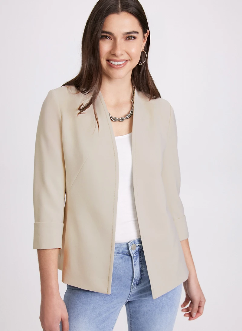 Open Twill Collarless Jacket
