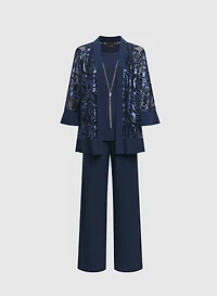 Sequin Jacket & Jersey Cami Pant Set