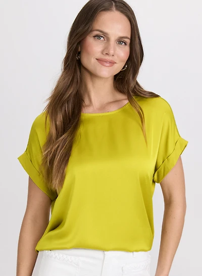 Satin Drop Shoulder Top