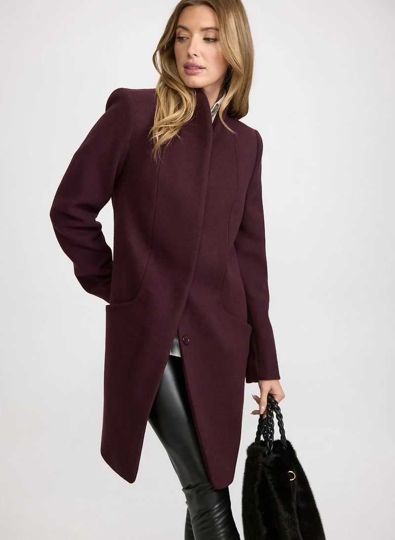 Funnel Neck Wool Coat