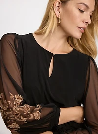 Paisley Mesh Sleeve Top
