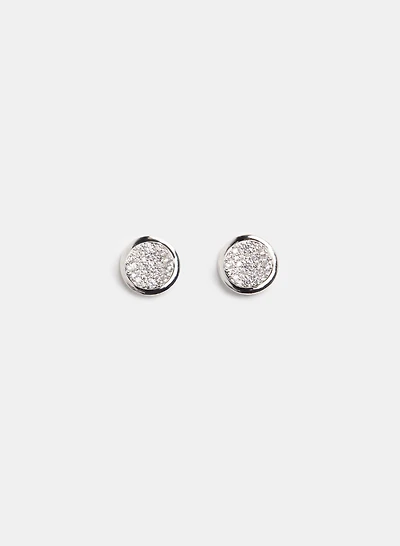 Round Pavé Stone Earrings