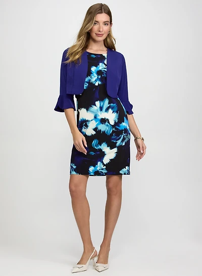 Bolero & Floral Print Dress Set