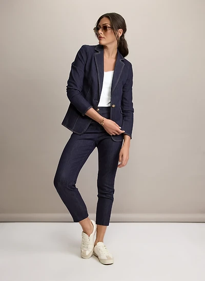 Blazer en denim et pantalon en denim à jambe étroite