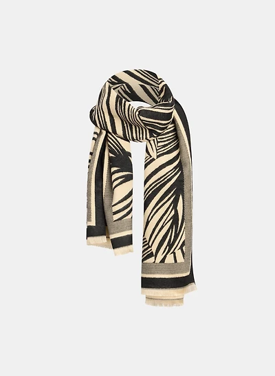 Foulard réversible à motif de feuilles