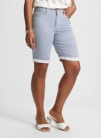 Bermuda en denim à rayures