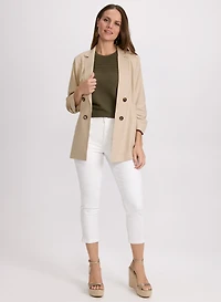 Blazer en mélange de lin et capri en jean