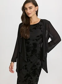 Cardigan ouvert en chiffon orné de billes