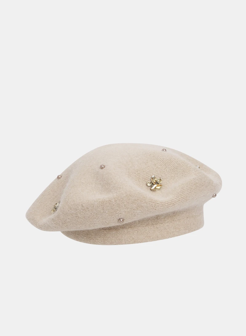 Rhinestone Detail Beret