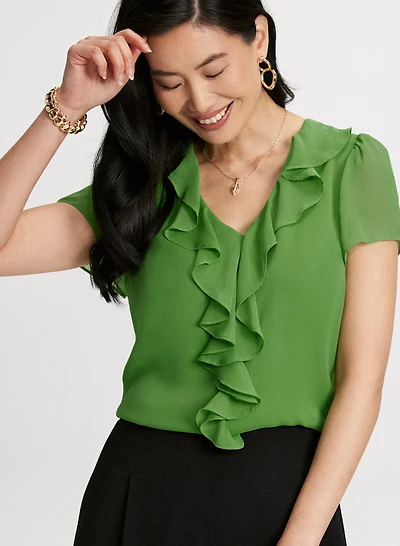Blouse en chiffon à volants