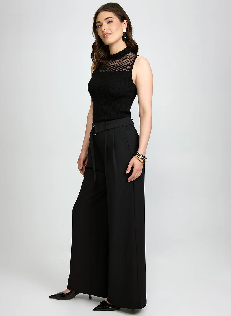 Pantalon à jambe large ceinture