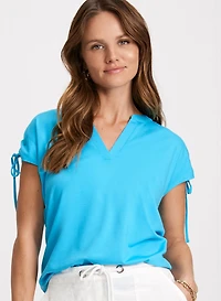 T-shirt à encolure en V et cordons