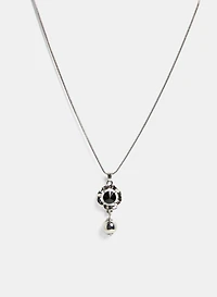 Faceted Stone & Tiered Pendant Necklace