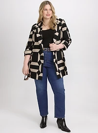 Geometric Print Jacket & Straight-Leg Jeans