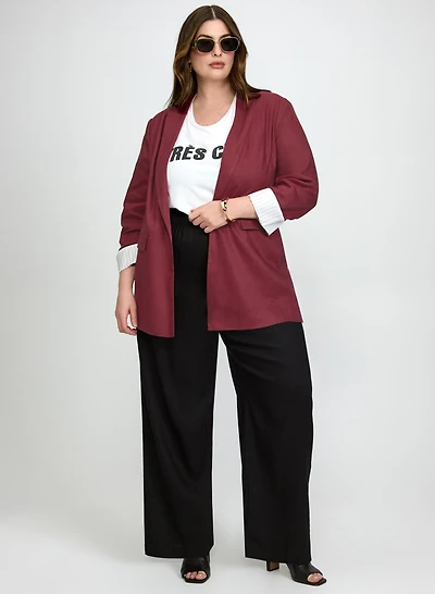 Blazer et pantalon à enfiler en mélange de lin