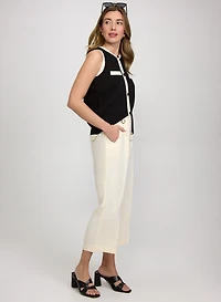 Colour Block Cardigan & Wide-Leg Capris
