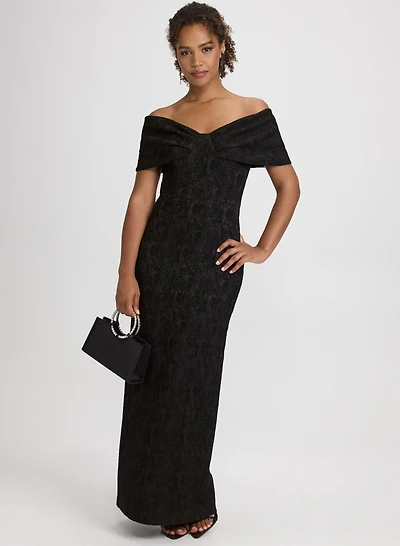 Off-The-Shoulder Textured Dress