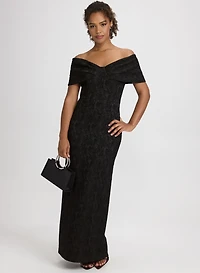 Off-The-Shoulder Textured Dress