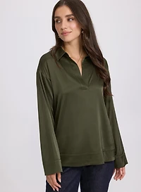 Satin Polo-Neck Blouse