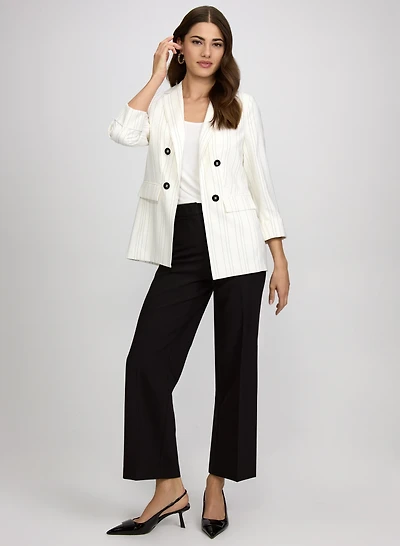 Pin Stripe Open-Front Blazer & Olivia Wide-Leg Pants