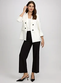 Pin Stripe Open-Front Blazer & Olivia Wide-Leg Pants