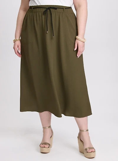 Drawstring Crinkled Maxi Skirt