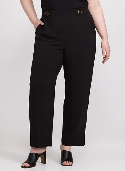 Crinkle Straight-Leg Pants