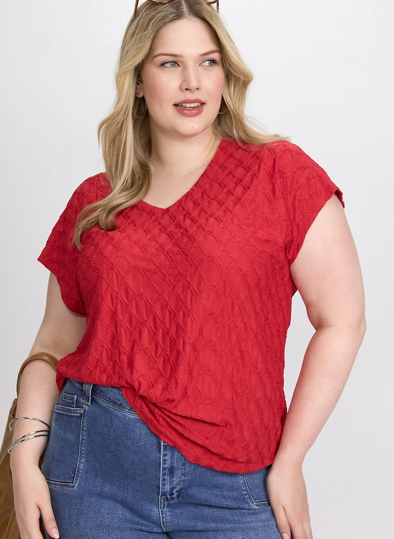Textured Cap Sleeve Top