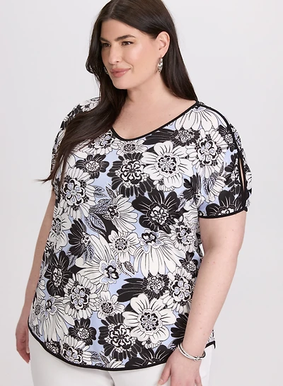 Floral Split Sleeve Top