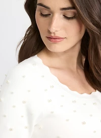 Pearl Embellished Sweater Dress