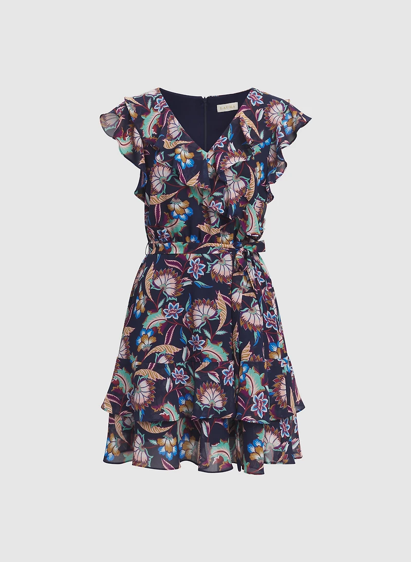 Floral Ruffle Chiffon Dress